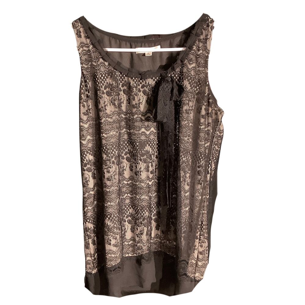 Cabi Emily Lace Overlay Bow Accent Tank Top Women’s S— Romantic, Dressy, Boho